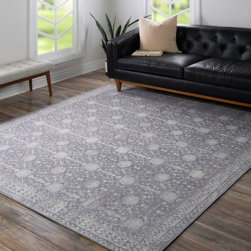Heritage Elegance Collection Area Rug - Chatsworth Square Gray lifestyle 101