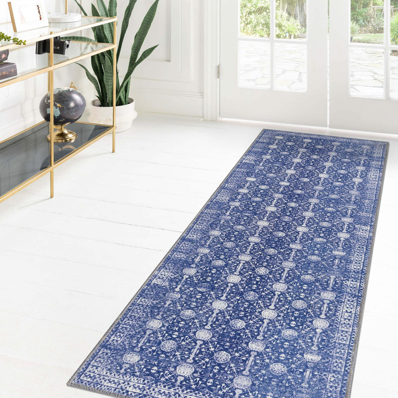 Heritage Elegance Collection Area Rug - Chatsworth Runner Navy Blue lifestyle 90