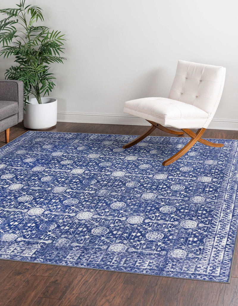 Heritage Elegance Collection Area Rug - Chatsworth Square Navy Blue lifestyle 41