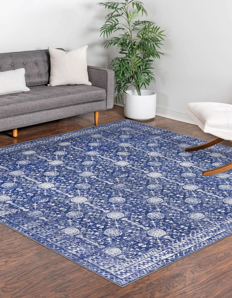 Heritage Elegance Collection Area Rug - Chatsworth Square Navy Blue lifestyle 46