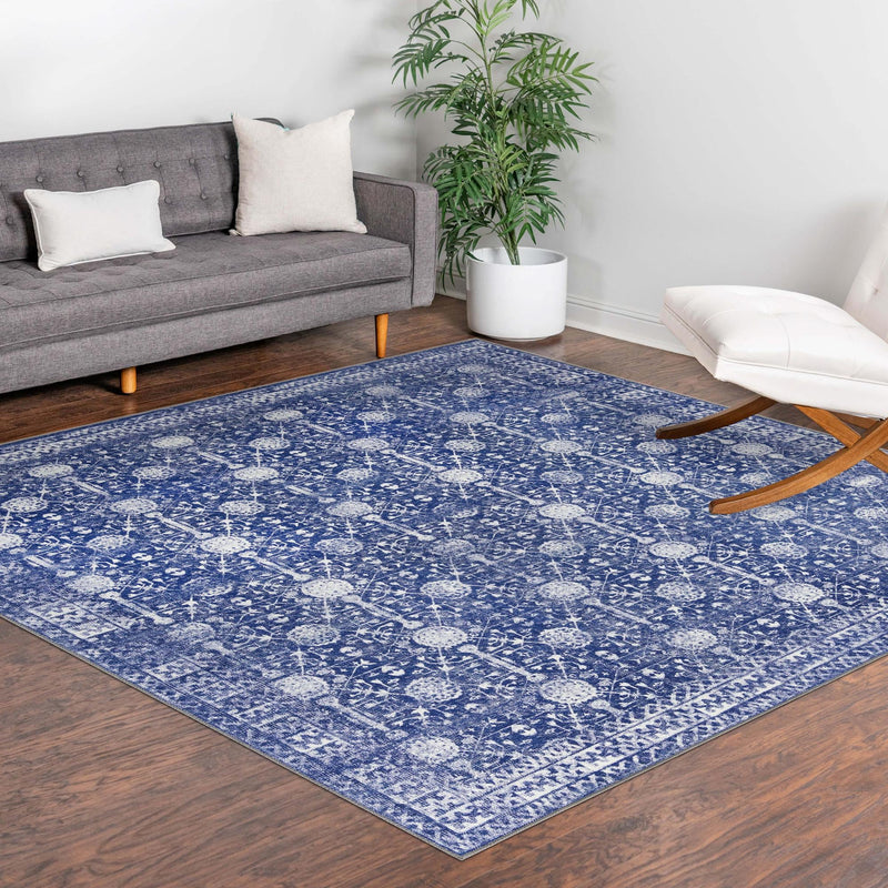 Heritage Elegance Collection Area Rug - Chatsworth Square Navy Blue lifestyle 106