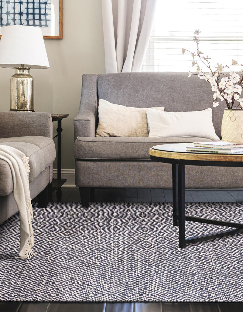 Woven Seaside Jute Collection Area Rug - Marina Rectangle White Navy lifestyle 15