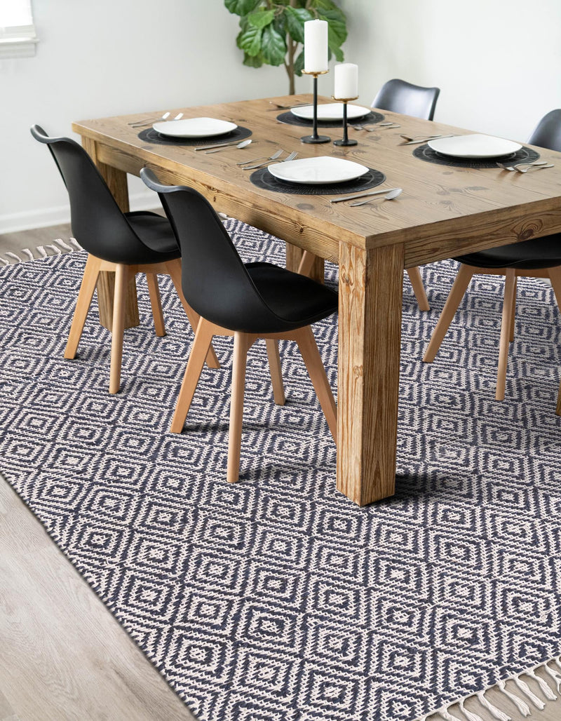 Woven Seaside Jute Collection Area Rug - Marina Rectangle White Navy lifestyle 27