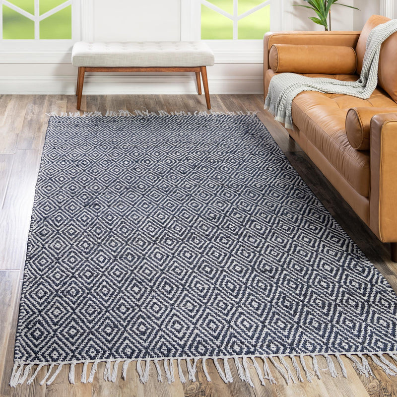 Woven Seaside Jute Collection Area Rug - Marina Rectangle White Navy lifestyle 55