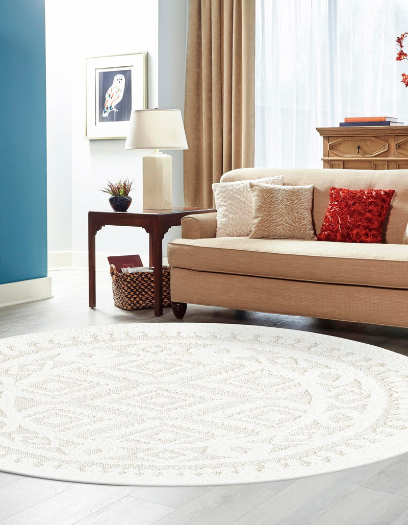 Sahara Chic Collection Area Rug - Fez Round Ivory lifestyle 103