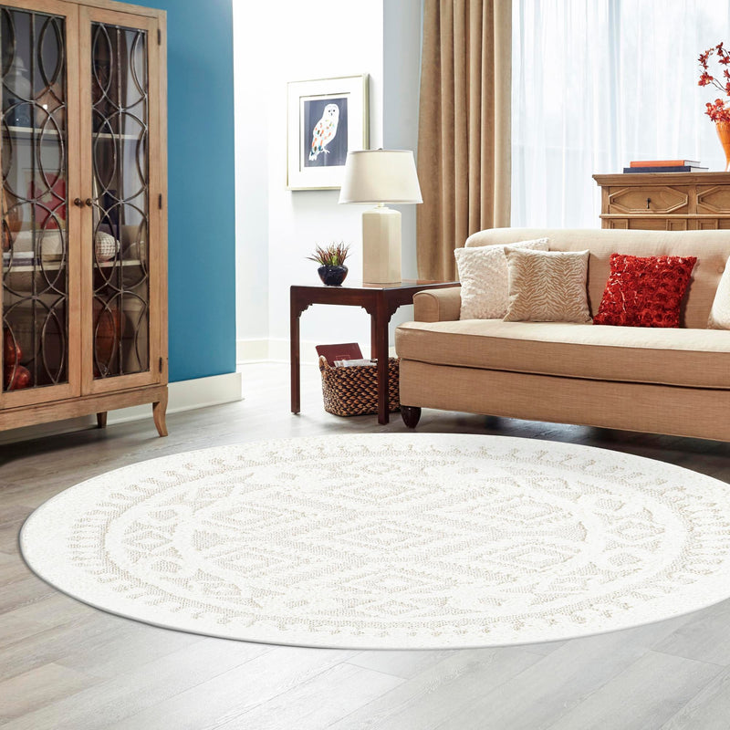 Sahara Chic Collection Area Rug - Fez Round Ivory lifestyle 227