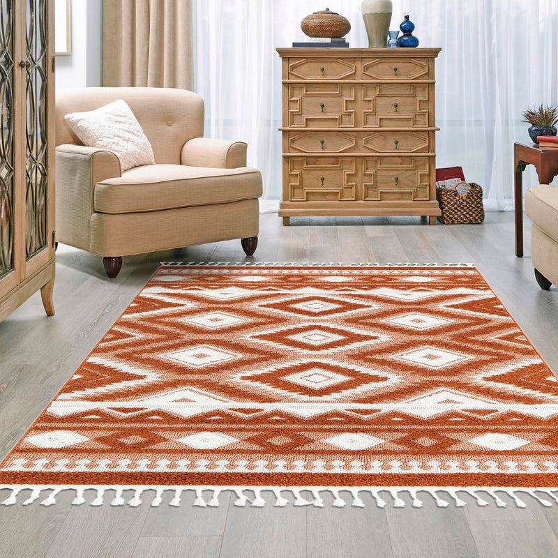 Sahara Chic Collection Area Rug - Fez Rectangle Rust Red lifestyle 72