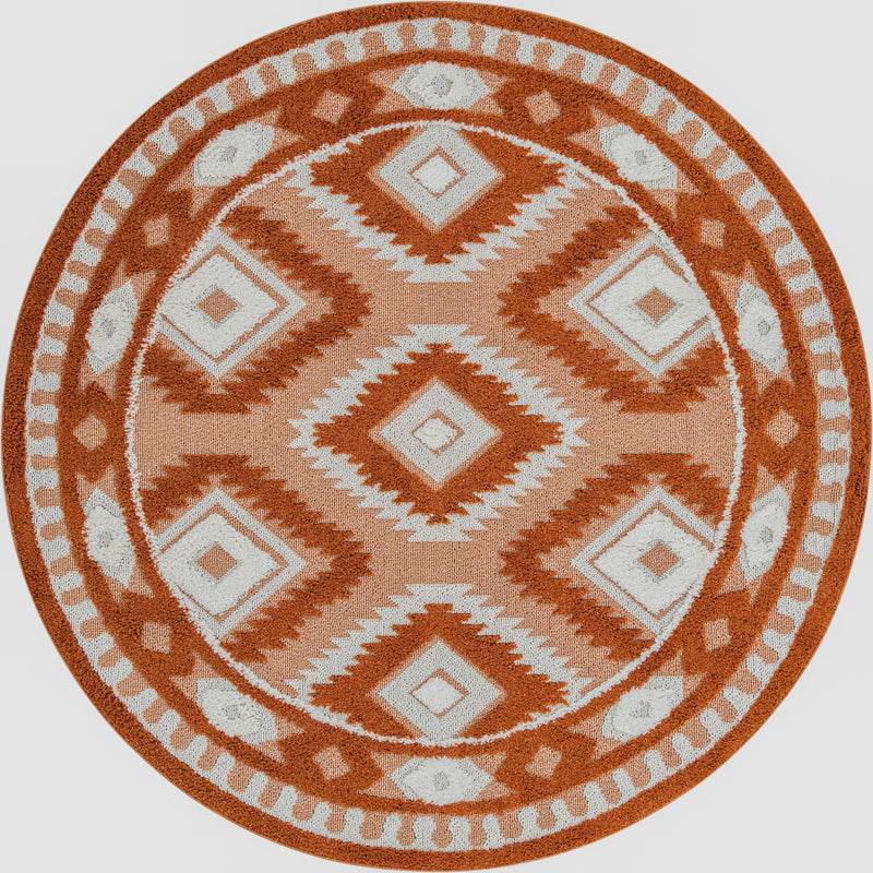 Sahara Chic Collection Area Rug - Fez Round Rust Red lifestyle 78