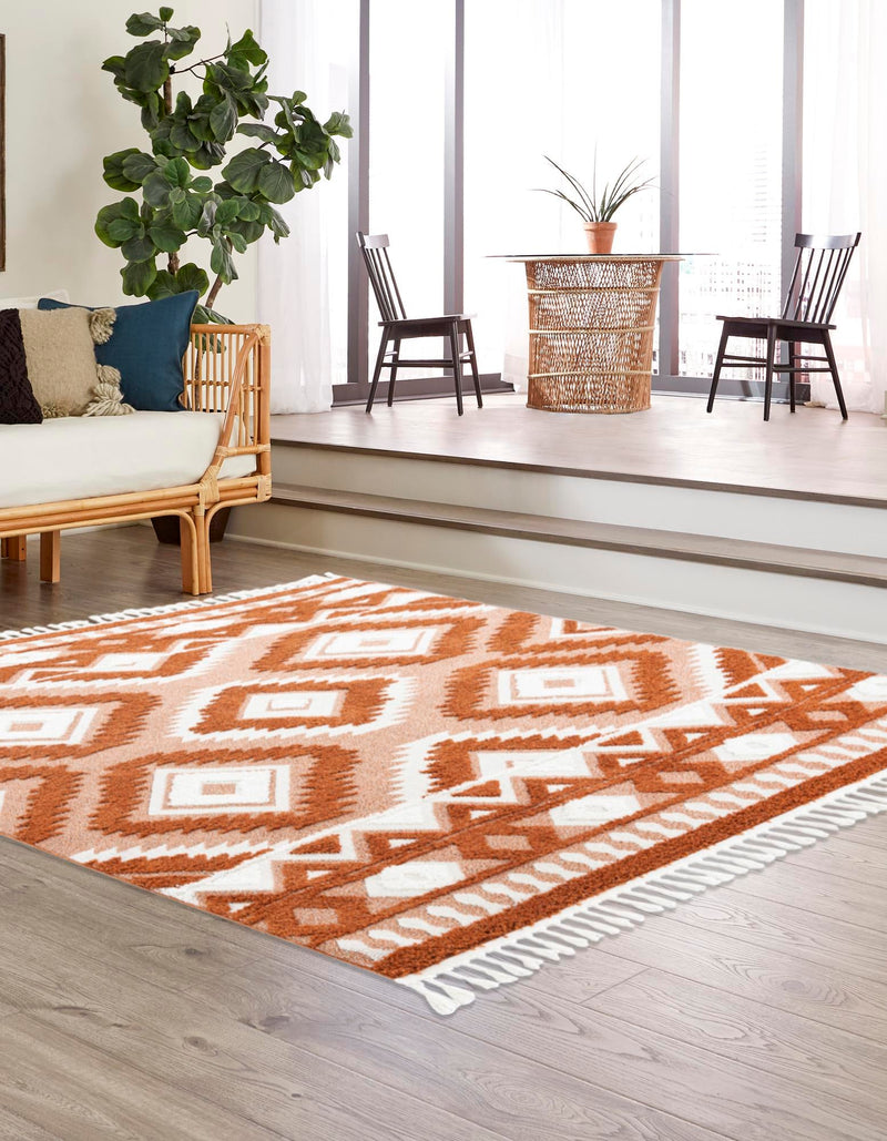 Sahara Chic Collection Area Rug - Fez Square Rust Red lifestyle 97