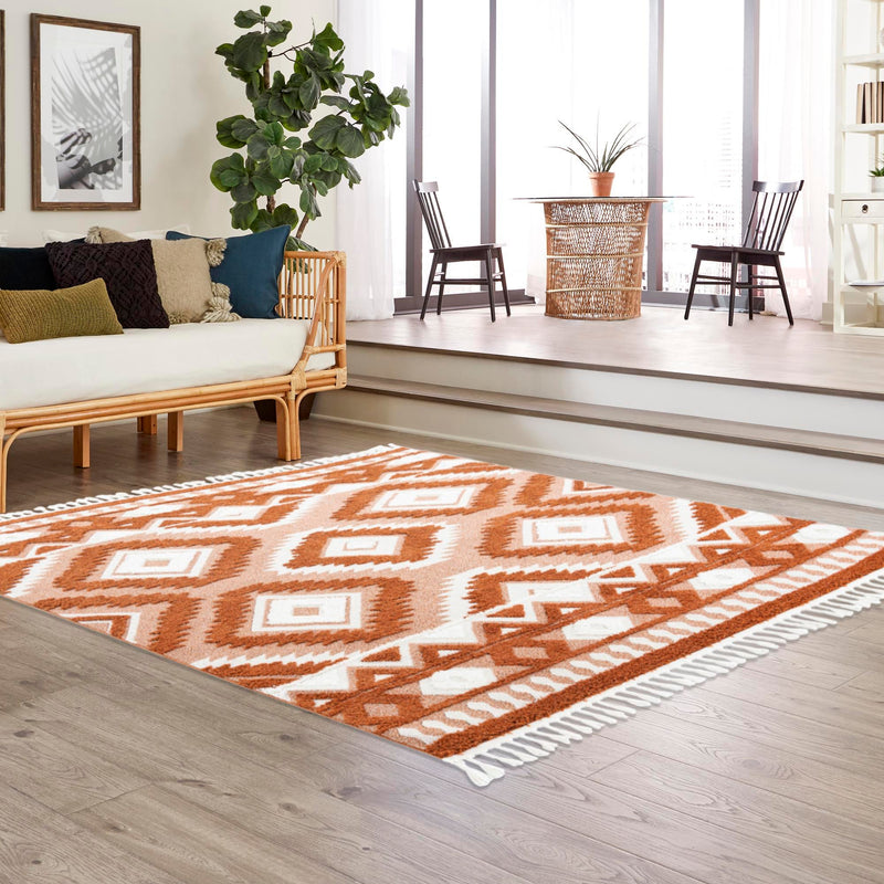 Sahara Chic Collection Area Rug - Fez Square Rust Red lifestyle 222
