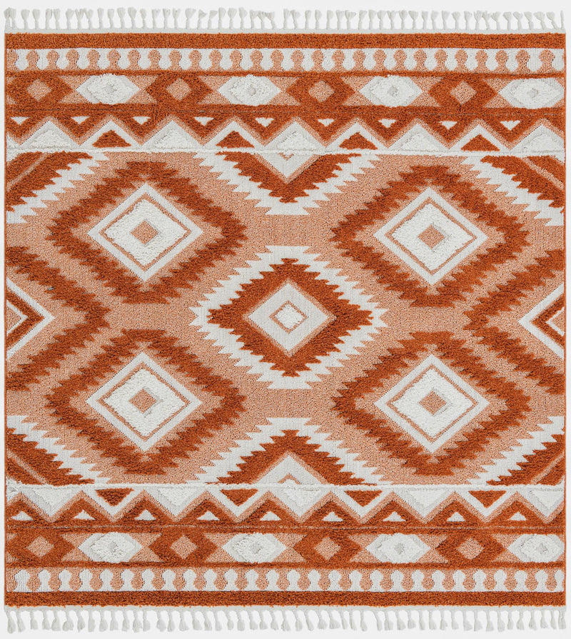Sahara Chic Collection Area Rug - Fez Square Rust Red lifestyle 79