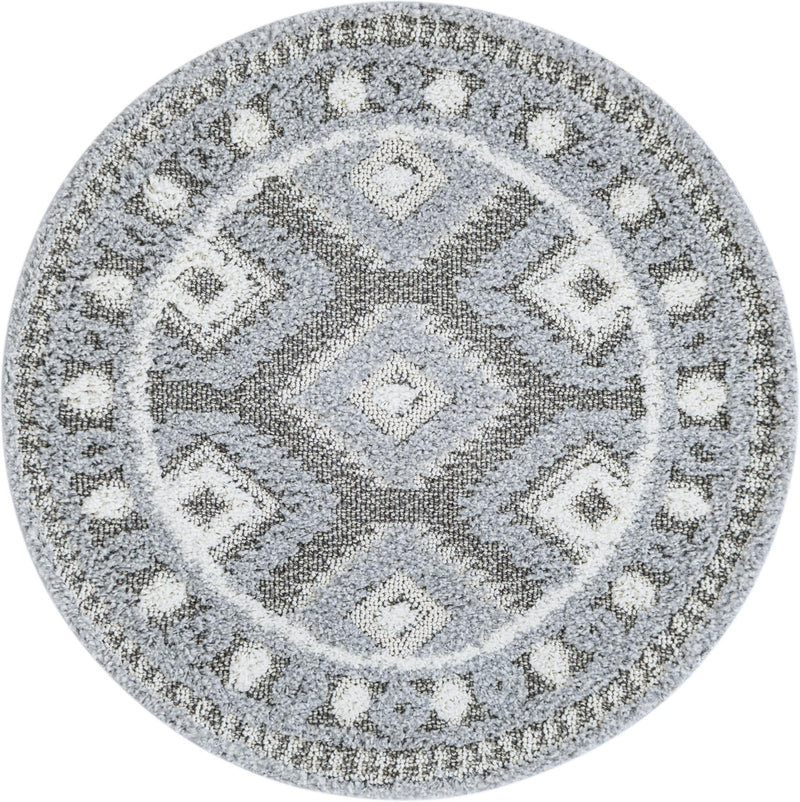 Sahara Chic Collection Area Rug - Fez Round Gray lifestyle 80