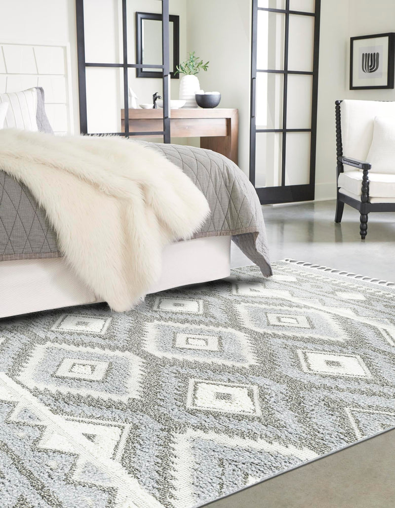 Sahara Chic Collection Area Rug - Fez Rectangle Gray lifestyle 13