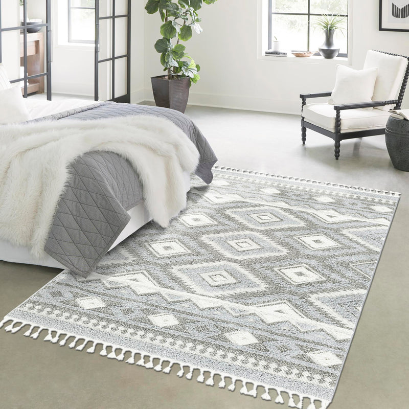 Sahara Chic Collection Area Rug - Fez Rectangle Gray lifestyle 68