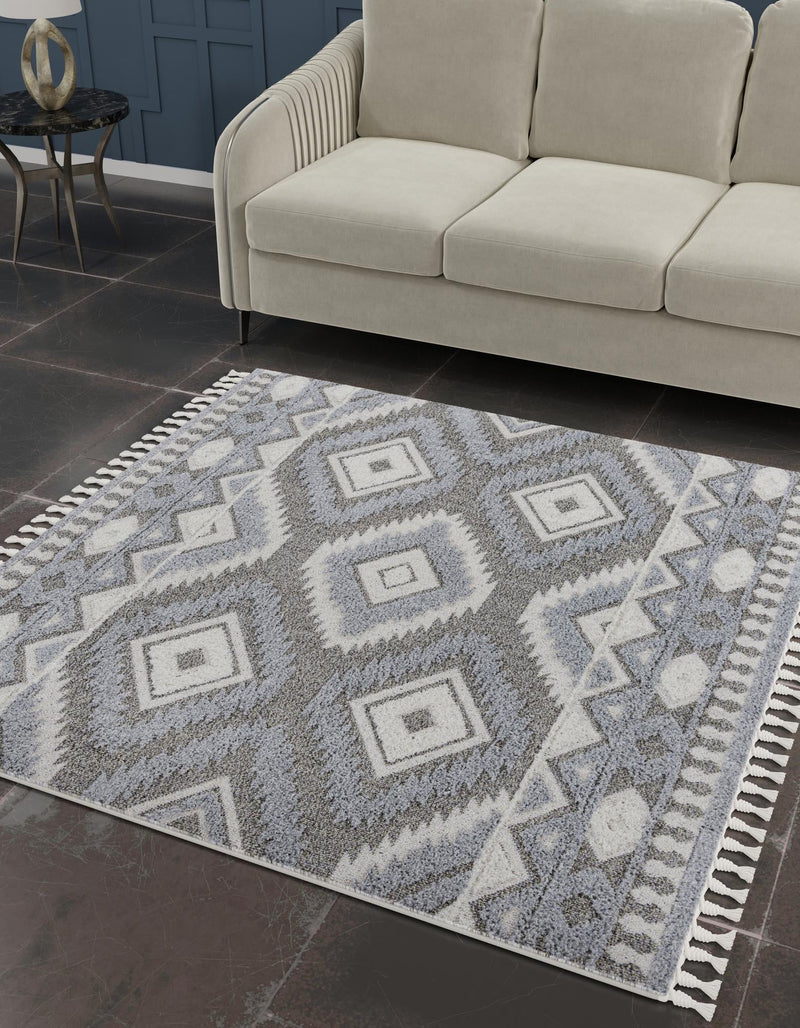 Sahara Chic Collection Area Rug - Fez Square Gray lifestyle 97