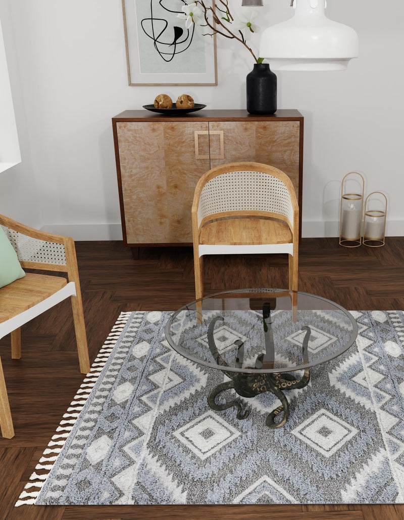 Sahara Chic Collection Area Rug - Fez Square Gray lifestyle 111