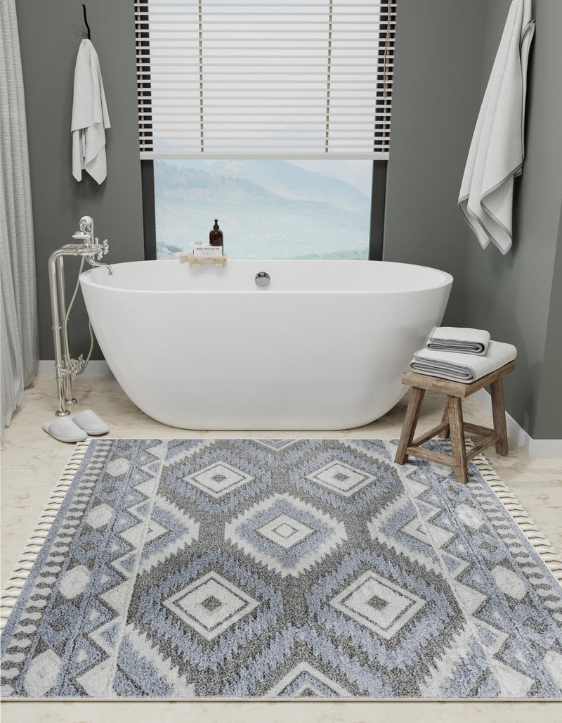 Sahara Chic Collection Area Rug - Fez Square Gray lifestyle 122
