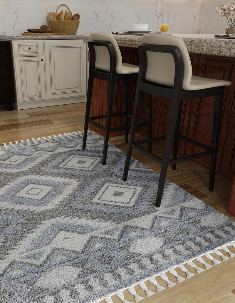 Sahara Chic Collection Area Rug - Fez Square Gray lifestyle 125
