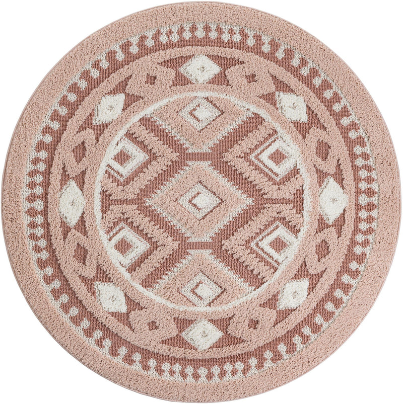 Sahara Chic Collection Area Rug - Fez Round Pink lifestyle 81