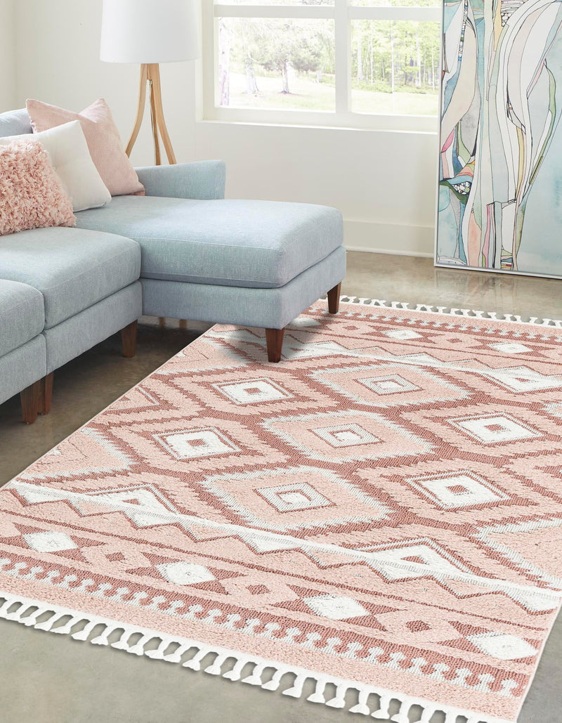 Sahara Chic Collection Area Rug - Fez Rectangle Pink lifestyle 9