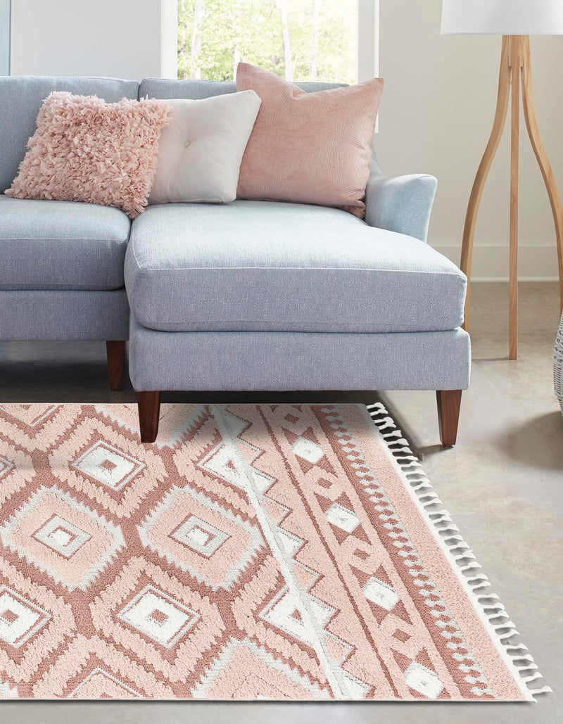 Sahara Chic Collection Area Rug - Fez Rectangle Pink lifestyle 14