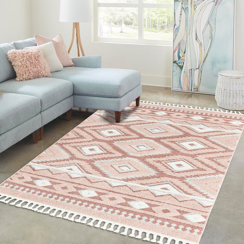 Sahara Chic Collection Area Rug - Fez Rectangle Pink lifestyle 69