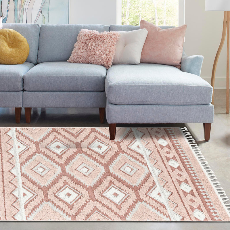Sahara Chic Collection Area Rug - Fez Rectangle Pink lifestyle 74