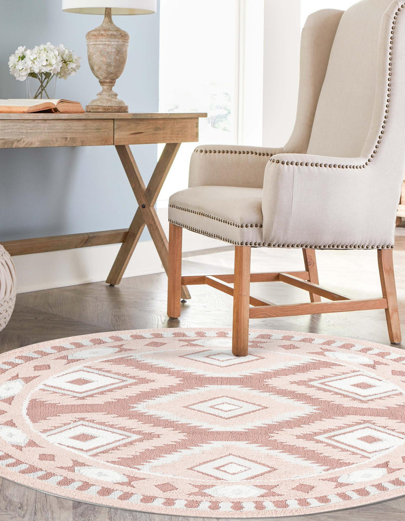 Sahara Chic Collection Area Rug - Fez Round Pink lifestyle 99