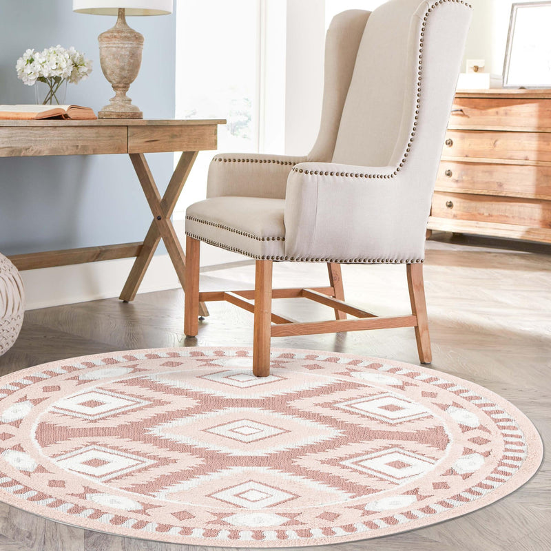 Sahara Chic Collection Area Rug - Fez Round Pink lifestyle 224