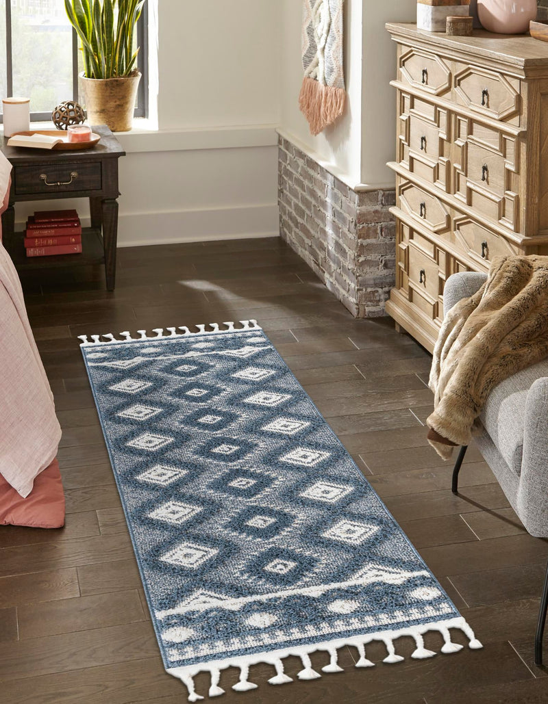 Sahara Chic Collection Area Rug - Fez Runner Blue lifestyle 86