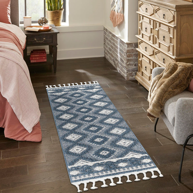 Sahara Chic Collection Area Rug - Fez Runner Blue lifestyle 212