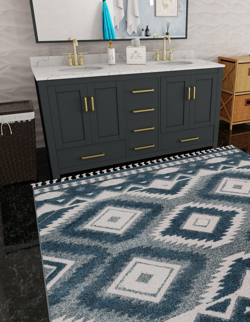 Sahara Chic Collection Area Rug - Fez Square Blue lifestyle 132
