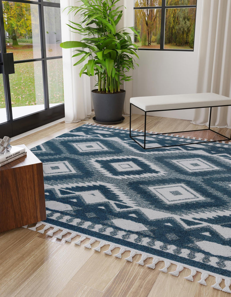 Sahara Chic Collection Area Rug - Fez Square Blue lifestyle 135
