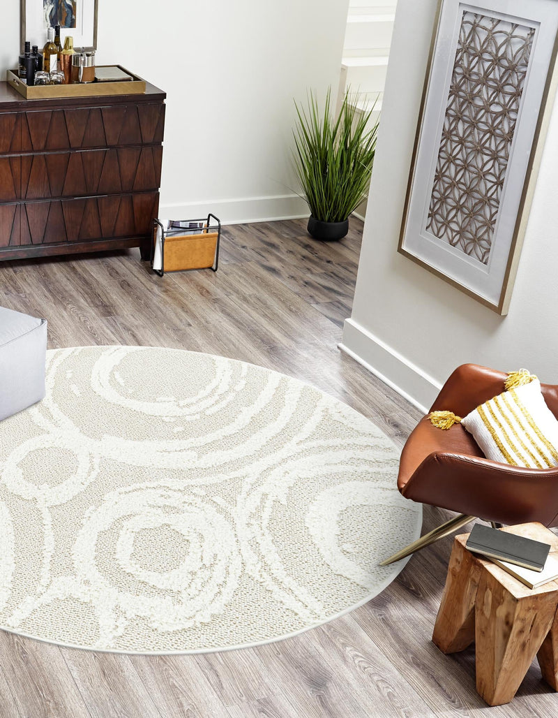 Sahara Chic Collection Area Rug - Nubia Round Ivory lifestyle 49