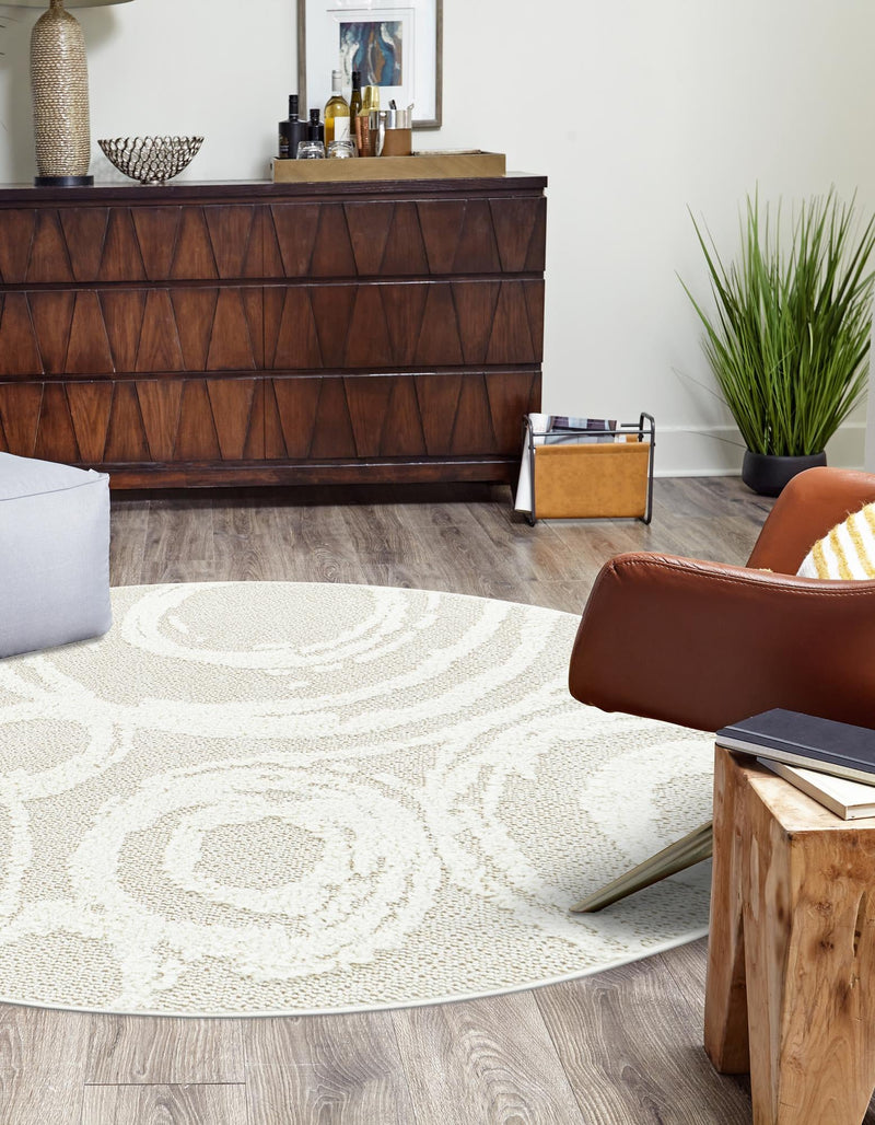 Sahara Chic Collection Area Rug - Nubia Round Ivory lifestyle 60