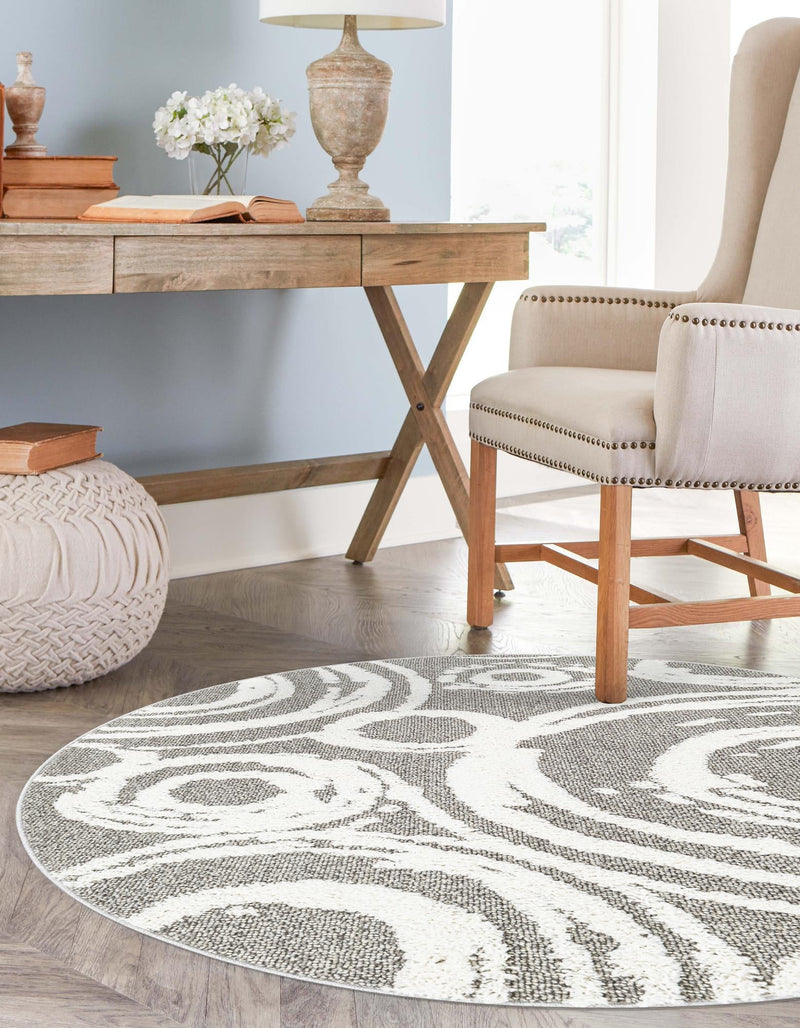 Sahara Chic Collection Area Rug - Nubia Round Gray lifestyle 40