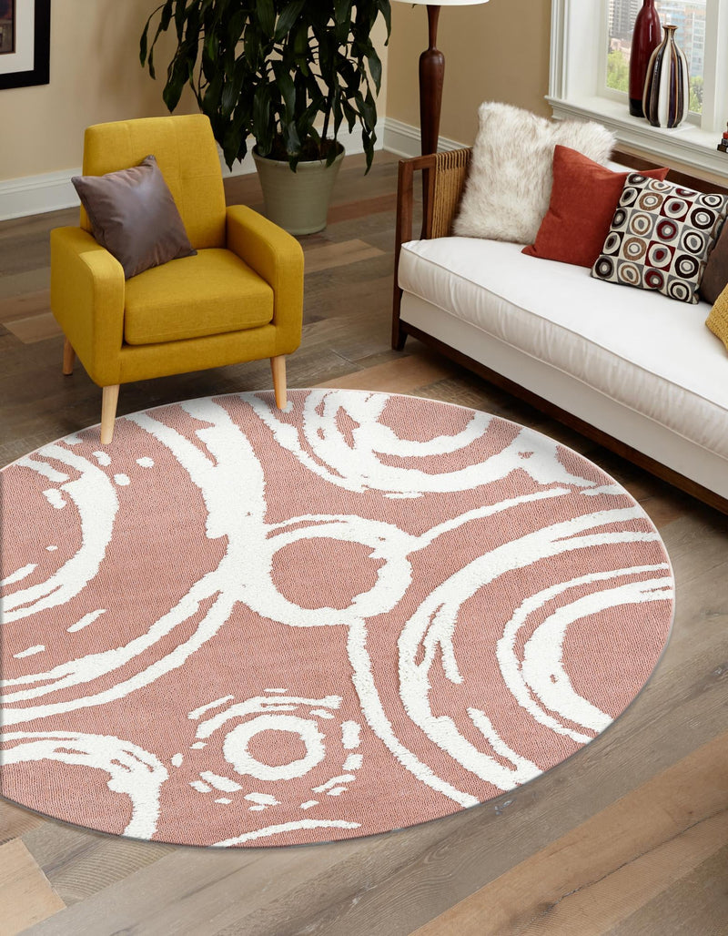 Sahara Chic Collection Area Rug - Nubia Round Pink lifestyle 37