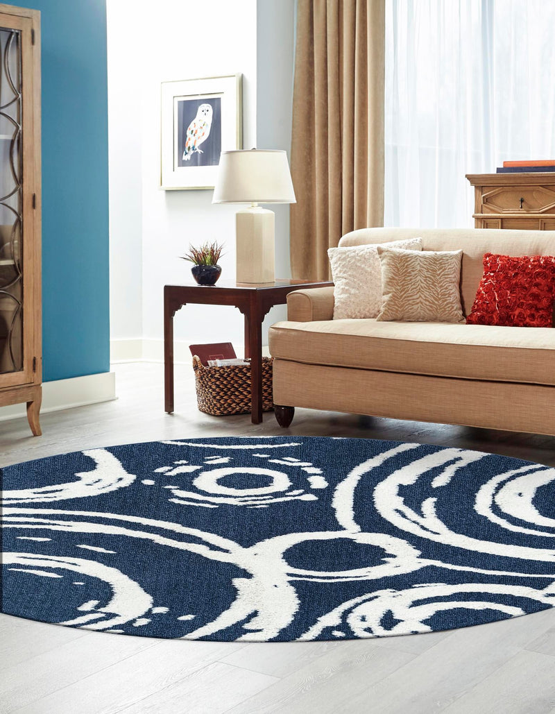 Sahara Chic Collection Area Rug - Nubia Round Blue lifestyle 42