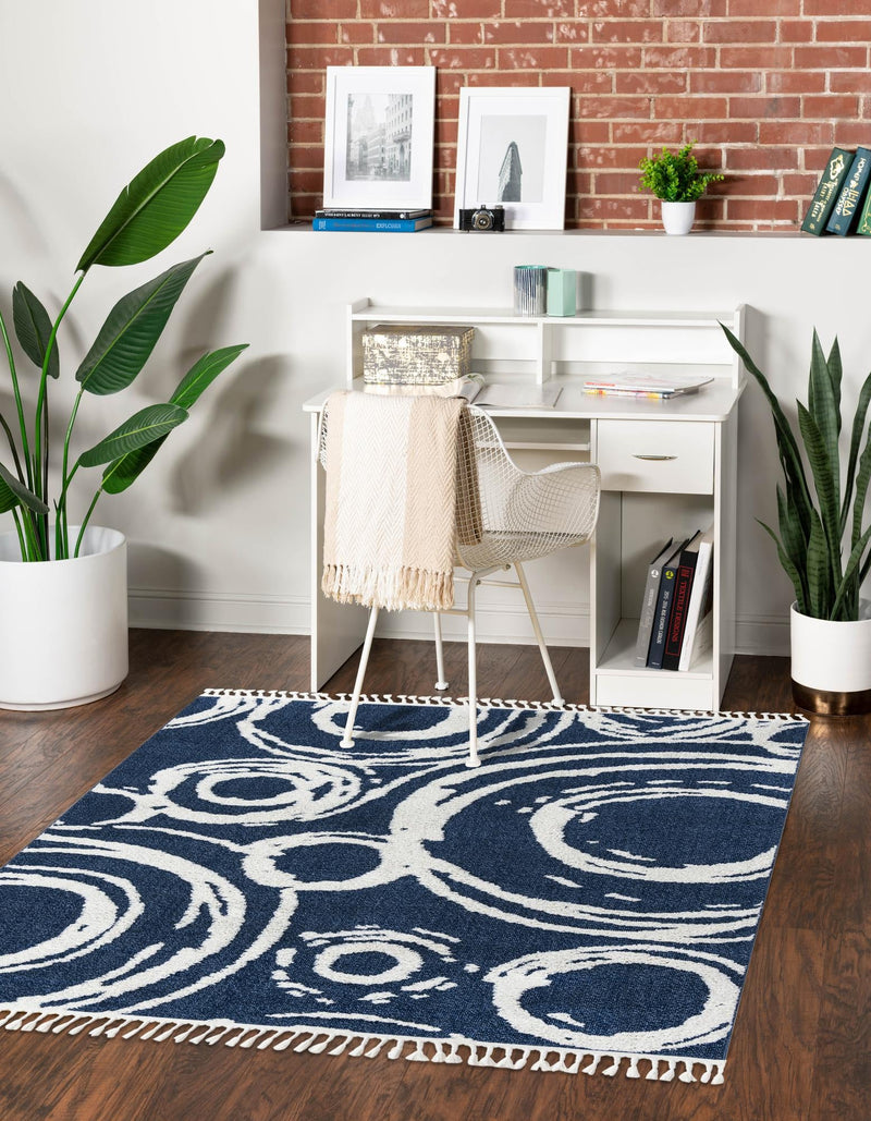 Sahara Chic Collection Area Rug - Nubia Square Blue lifestyle 39