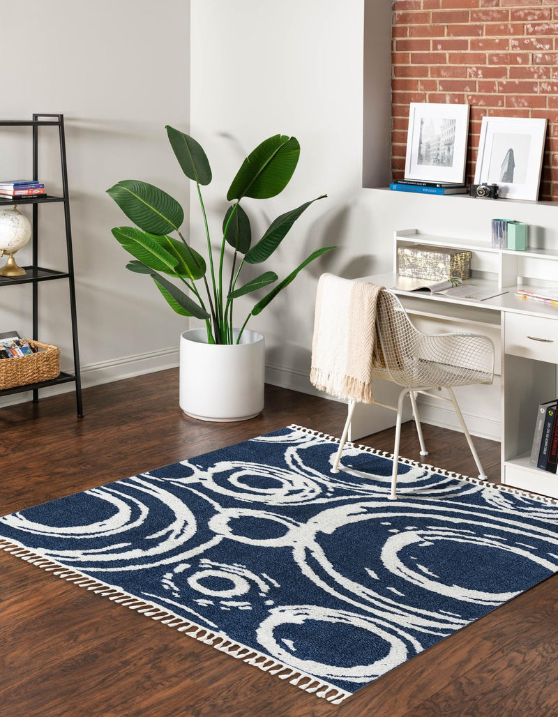 Sahara Chic Collection Area Rug - Nubia Square Blue lifestyle 43