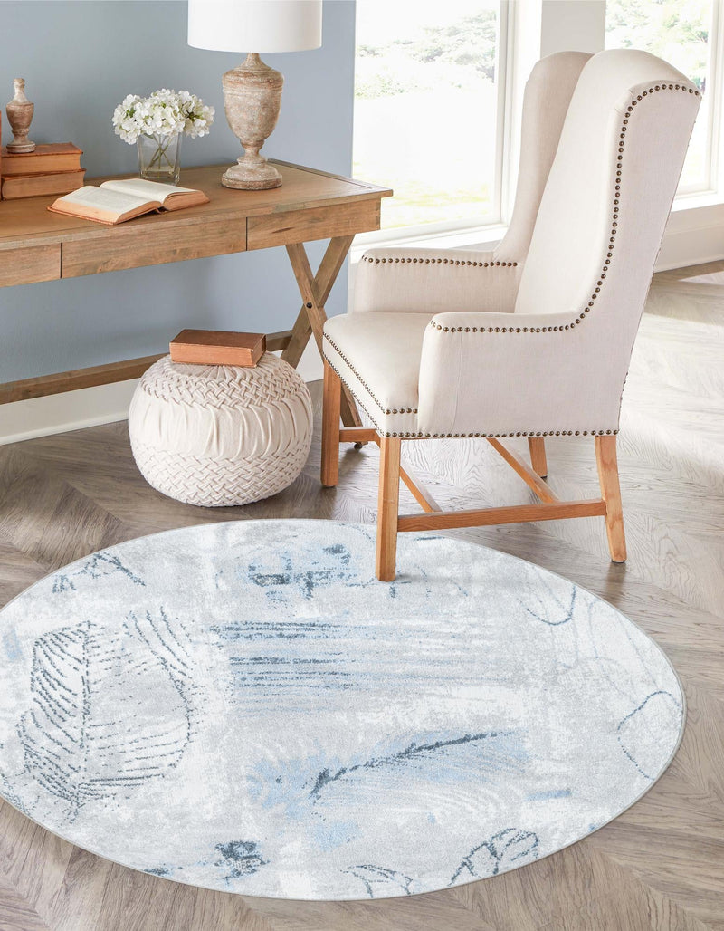 Aegean Elegance Washables Collection Area Rug - Paros Round Ivory Gray lifestyle 20