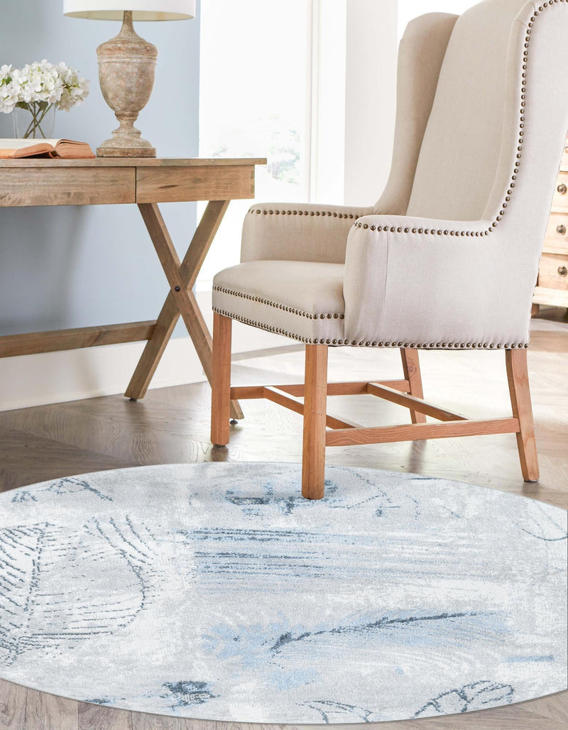 Aegean Elegance Washables Collection Area Rug - Paros Round Ivory Gray lifestyle 23