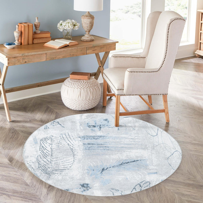 Aegean Elegance Washables Collection Area Rug - Paros Round Ivory Gray lifestyle 65