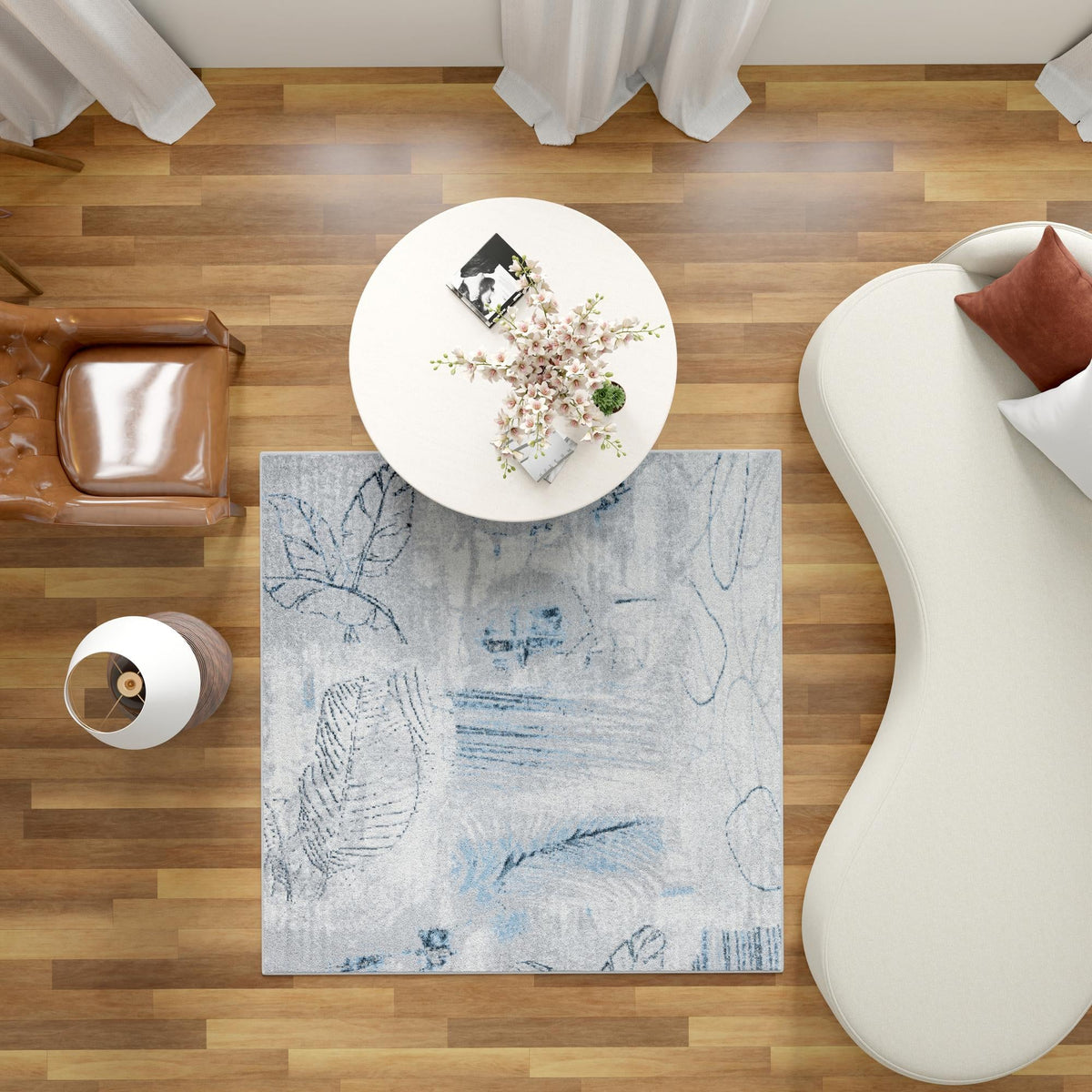 Aegean Elegance Washables Collection Area Rug - Paros Square Ivory Gray lifestyle 70