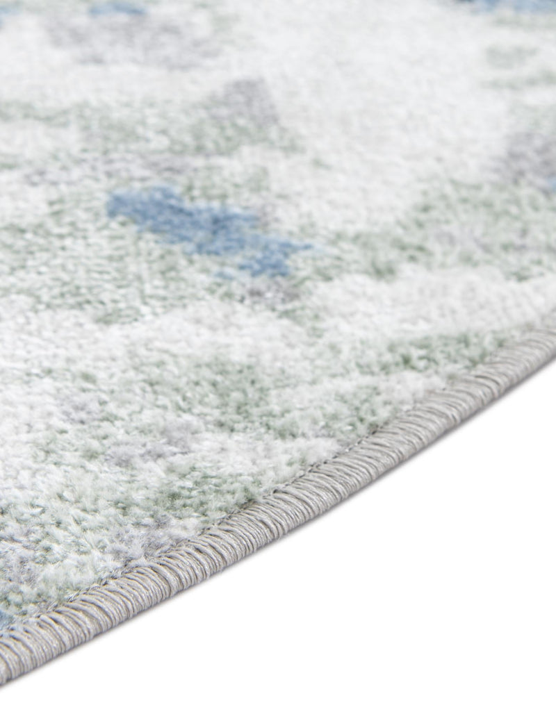 Aegean Elegance Washables Collection Area Rug - Andros Round Gray Navy Green lifestyle 41