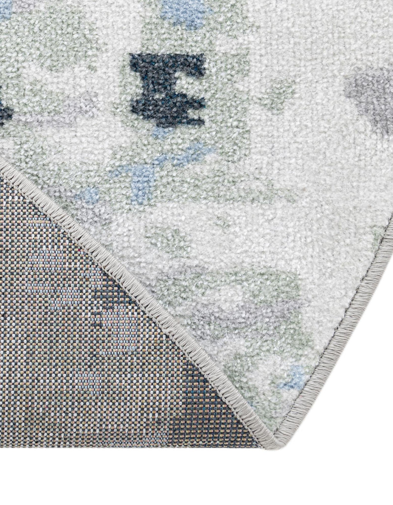 Aegean Elegance Washables Collection Area Rug - Andros Round Gray Navy Green lifestyle 47