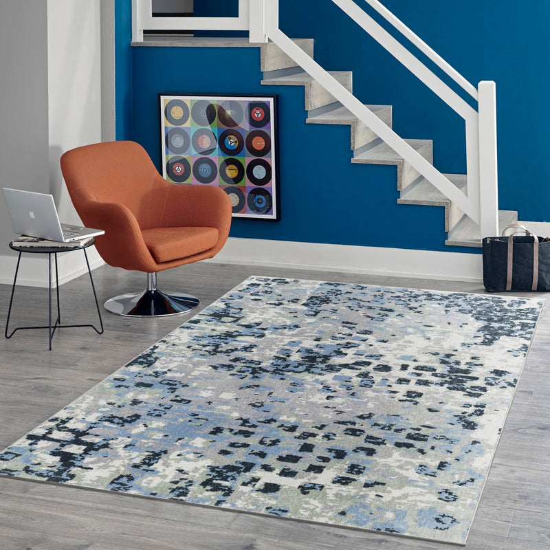 Aegean Elegance Washables Collection Area Rug - Andros Rectangle Gray Navy Green lifestyle 14