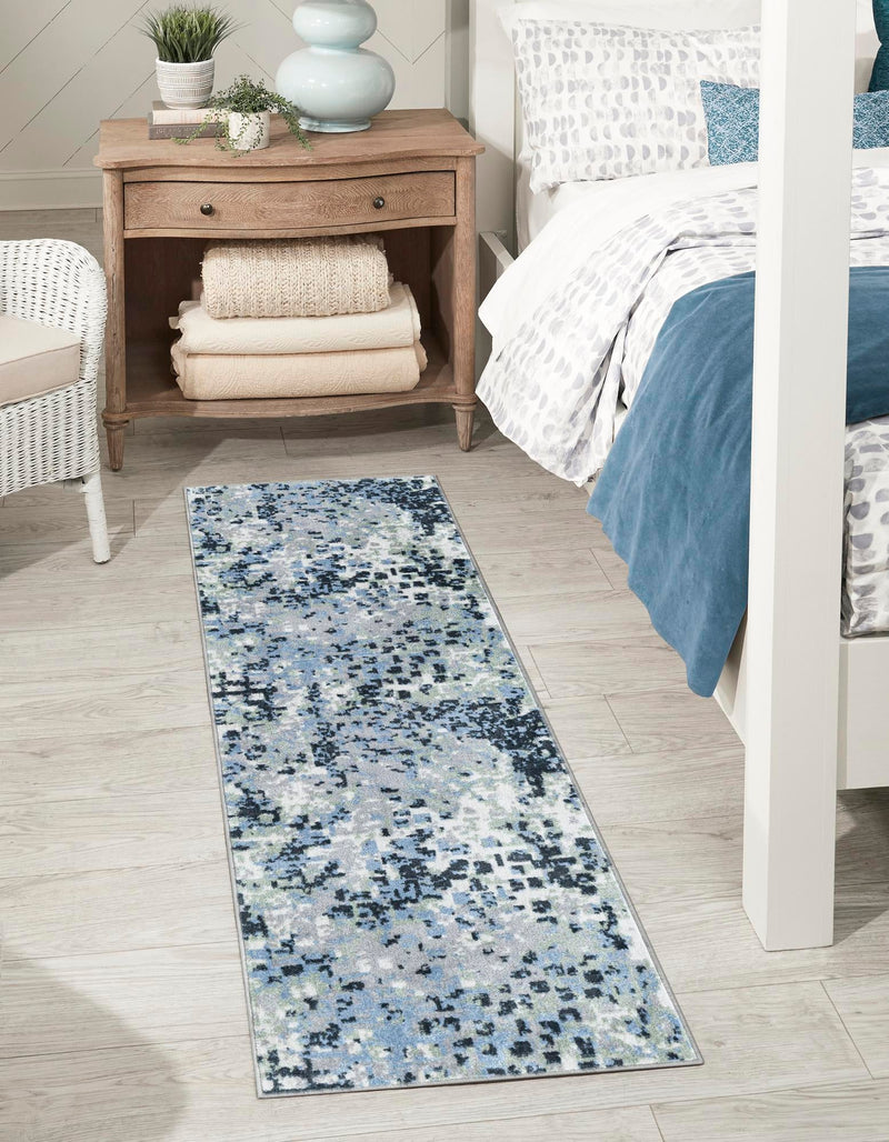 Aegean Elegance Washables Collection Area Rug - Andros Runner Gray Navy Green lifestyle 19