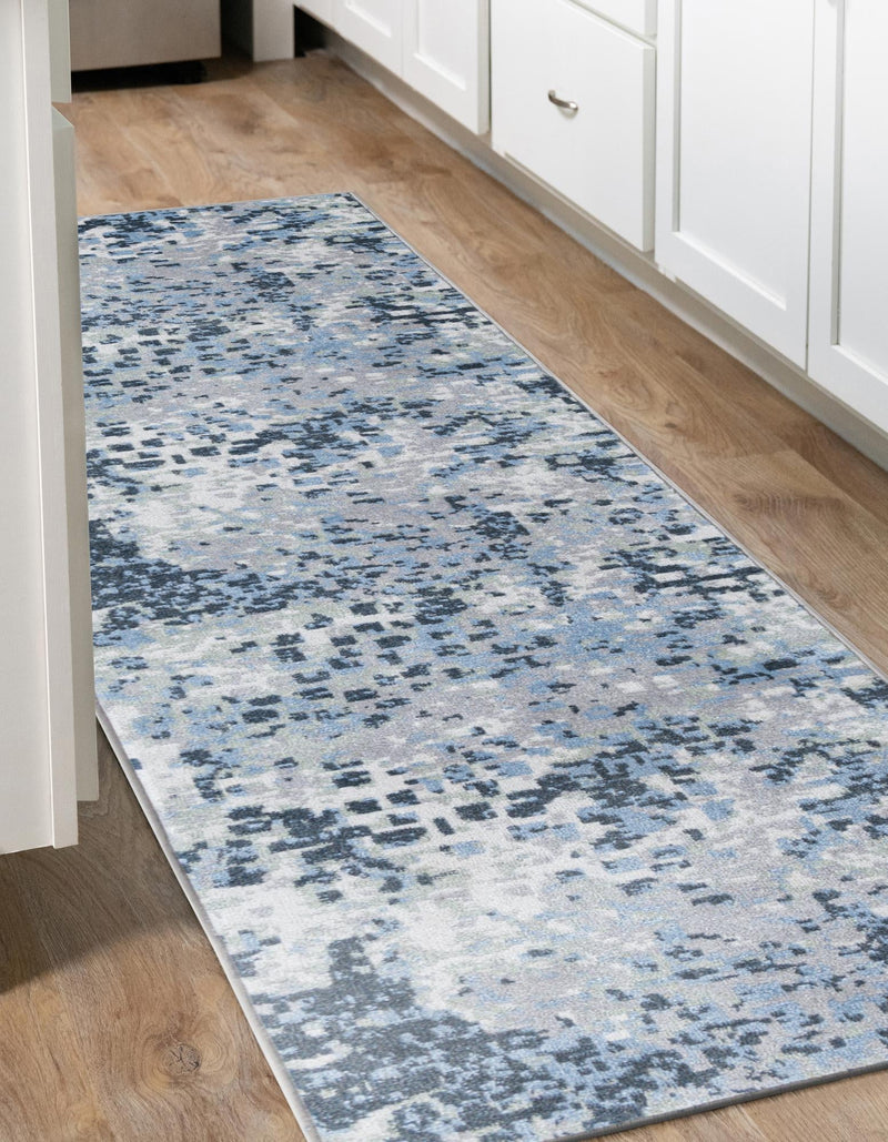 Aegean Elegance Washables Collection Area Rug - Andros Runner Gray Navy Green lifestyle 25