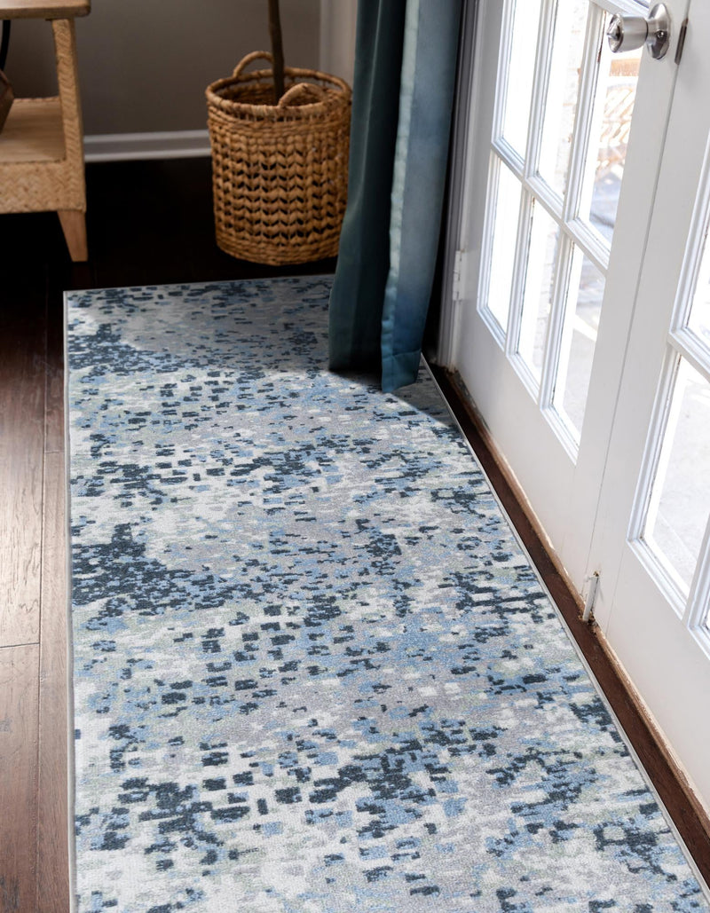 Aegean Elegance Washables Collection Area Rug - Andros Runner Gray Navy Green lifestyle 27